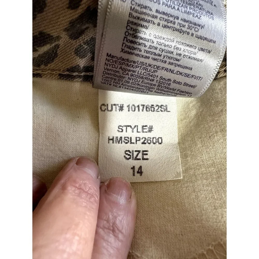 NYDJ X CHICO'S Women's Leopard Print High Rise Skinny Leg Jeans Tan Size 14